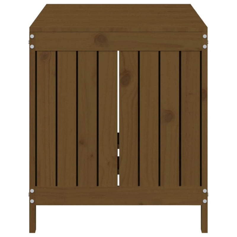 vidaXL mézbarna tömör fenyőfa kerti tárolóláda 121x55x64 cm