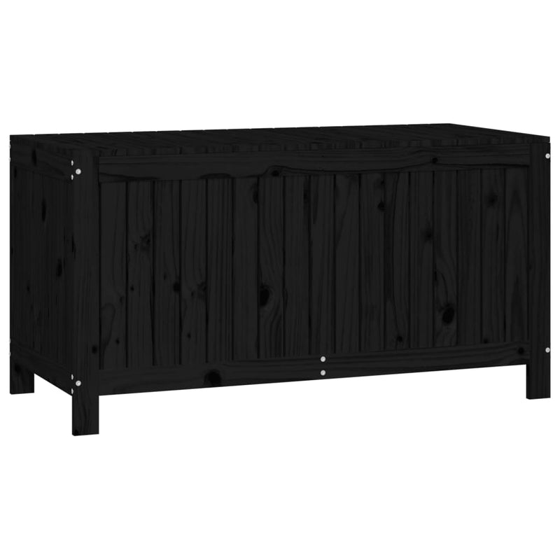 vidaXL fekete tömör fenyőfa kerti tárolóláda 121x55x64 cm