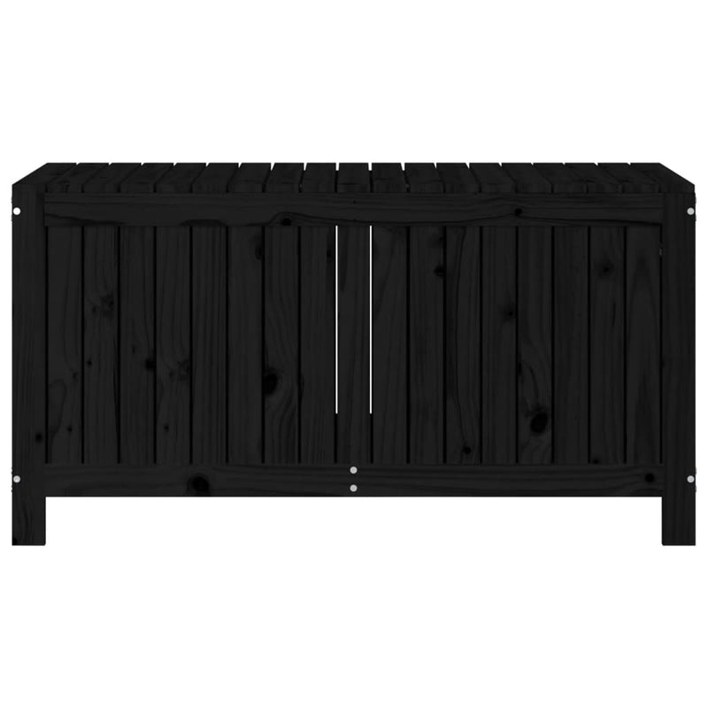 vidaXL fekete tömör fenyőfa kerti tárolóláda 121x55x64 cm