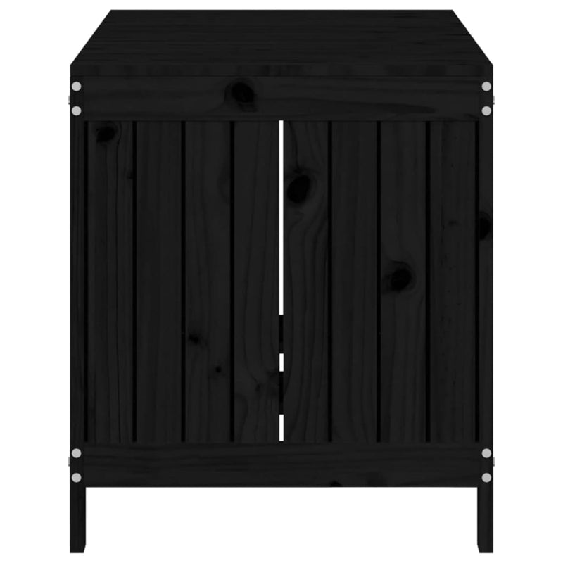 vidaXL fekete tömör fenyőfa kerti tárolóláda 121x55x64 cm