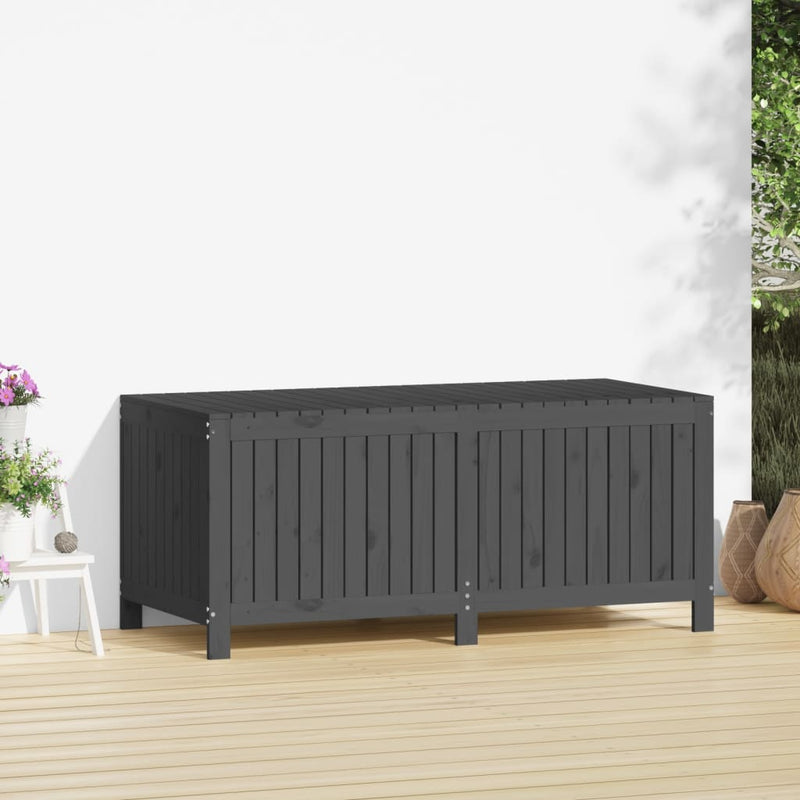 vidaXL szürke tömör fenyőfa kerti tárolóláda 147x68x64 cm