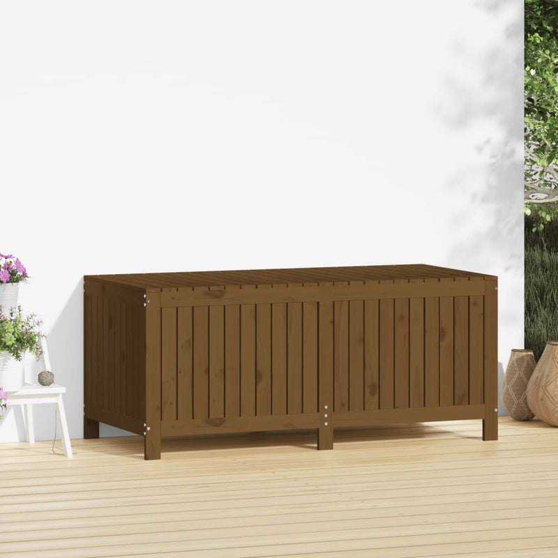 vidaXL mézbarna tömör fenyőfa kerti tárolóláda 147x68x64 cm