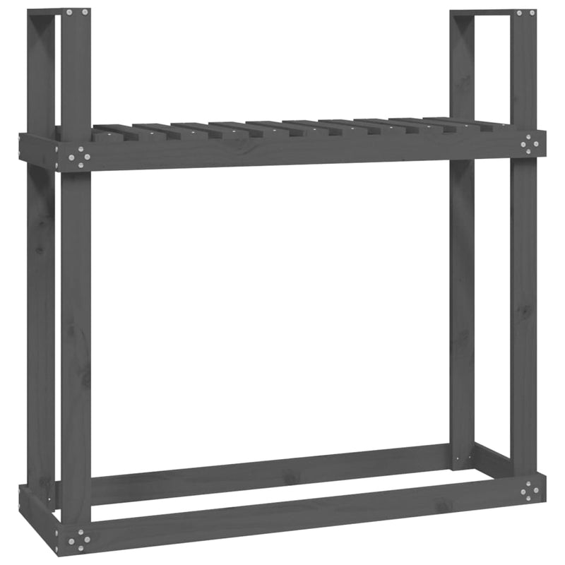 vidaXL szürke tömör fenyőfa tűzifatartó állvány 110x35x108,5 cm