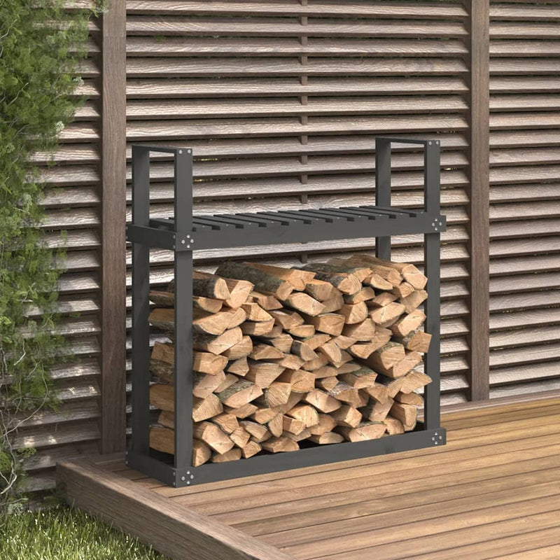 vidaXL szürke tömör fenyőfa tűzifatartó állvány 110x35x108,5 cm