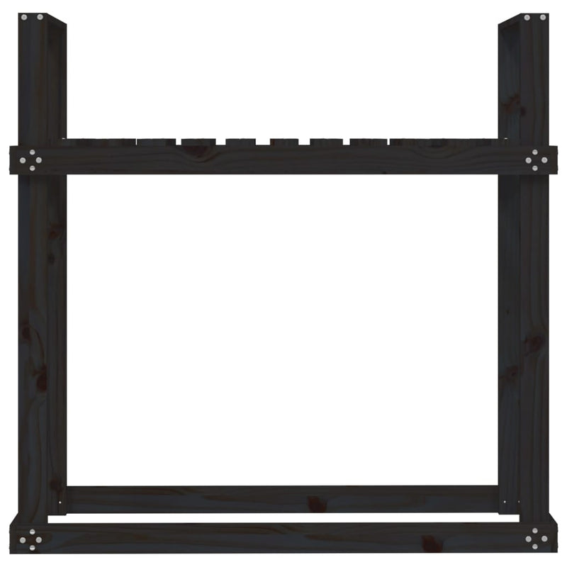 vidaXL fekete tömör fenyőfa tűzifatartó állvány 110x35x108,5 cm