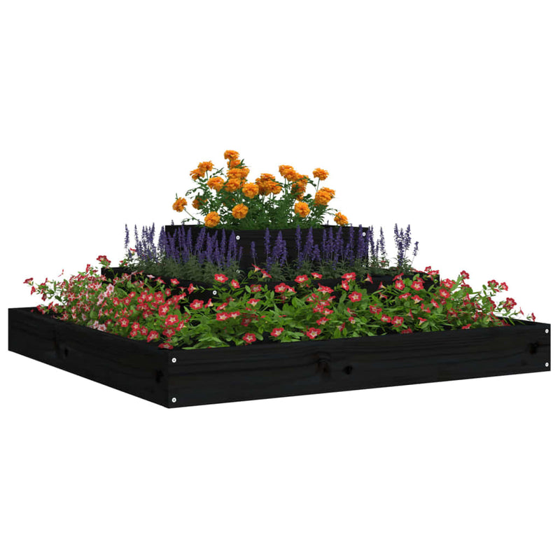 vidaXL fekete tömör fenyőfa növénytartó 80x80x27 cm