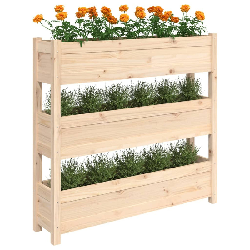vidaXL tömör fenyőfa növénytartó 112 x 25 x 104,5 cm