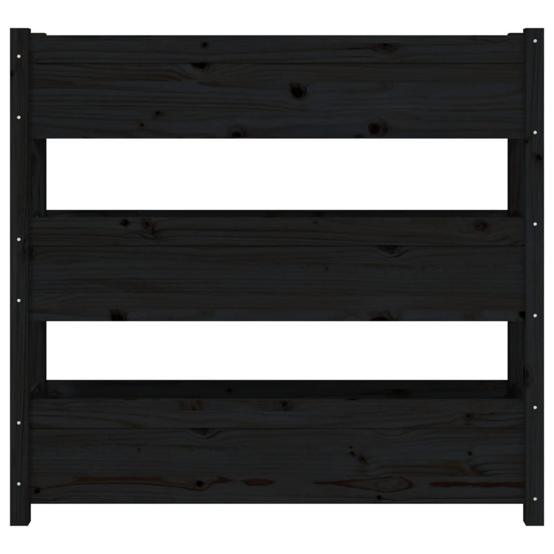 vidaXL fekete tömör fenyő növénytartó 112 x 25 x 104,5 cm