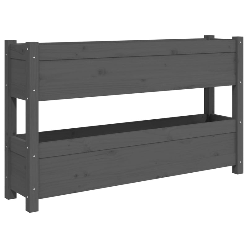 vidaXL szürke tömör fenyőfa növénytartó 112x25x66 cm