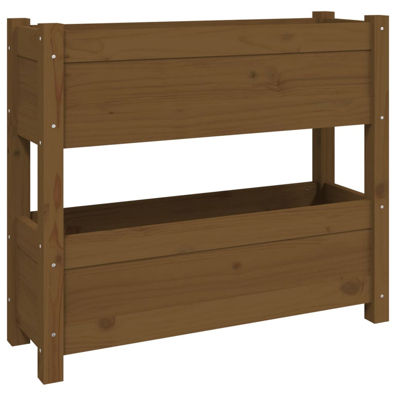 vidaXL mézbarna tömör fenyőfa növénytartó 77x25x66 cm