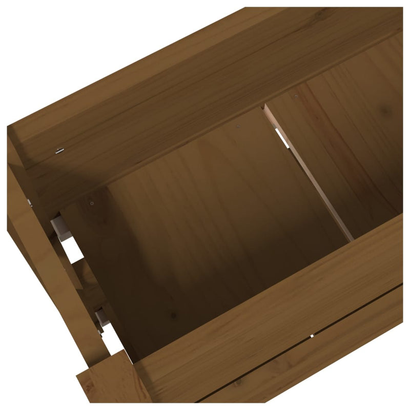 vidaXL mézbarna tömör fenyőfa növénytartó 77x25x66 cm