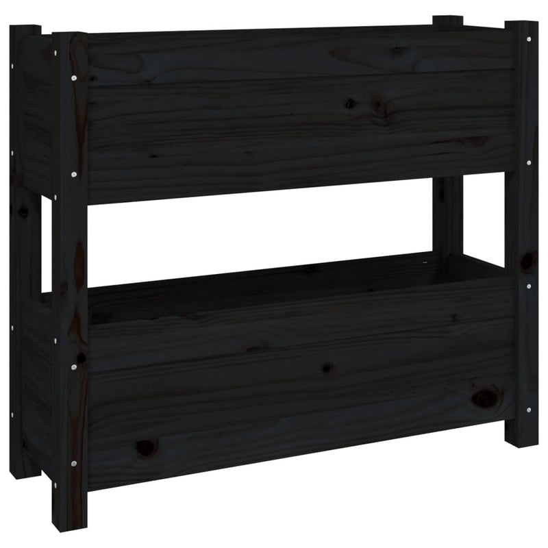 vidaXL fekete tömör fenyőfa növénytartó 77x25x66 cm