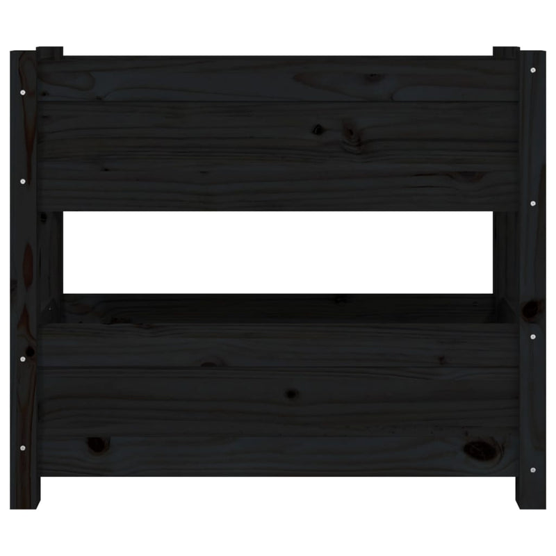 vidaXL fekete tömör fenyőfa növénytartó 77x25x66 cm