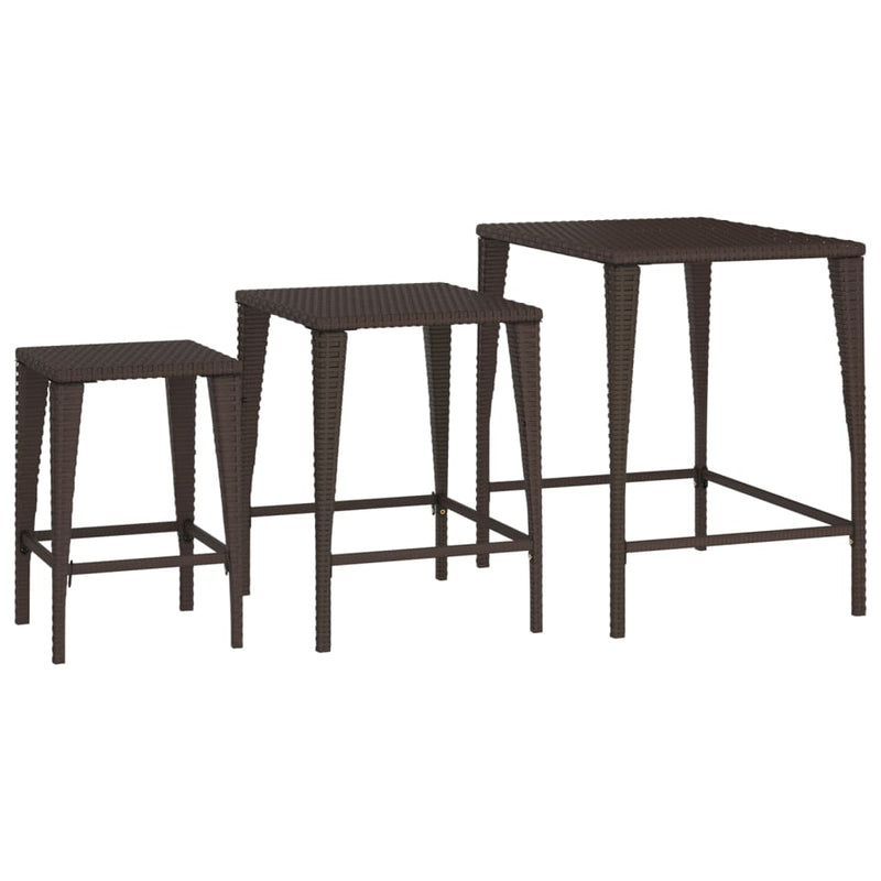 vidaXL 3 db barna polyrattan rakásolható kisasztal