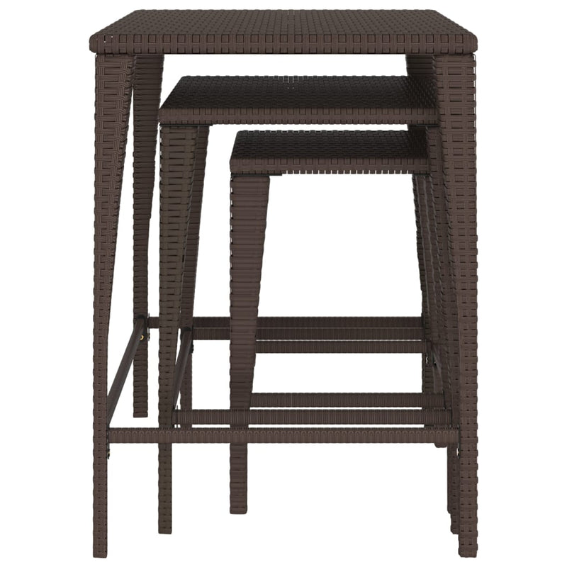 vidaXL 3 db barna polyrattan rakásolható kisasztal