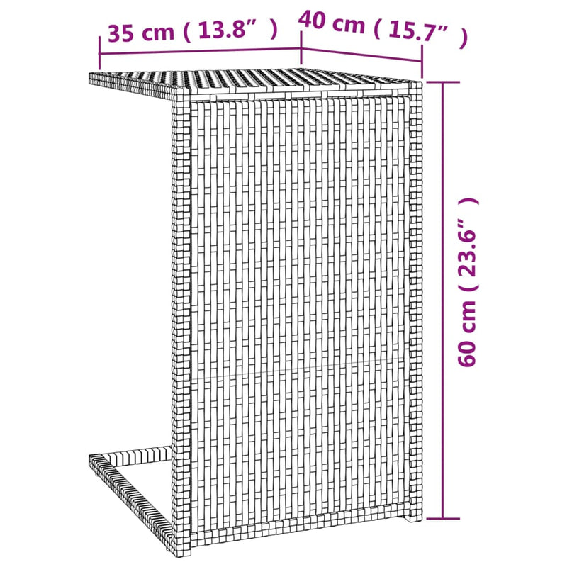 vidaXL fekete polyrattan C-asztal 40 x 35 x 60 cm
