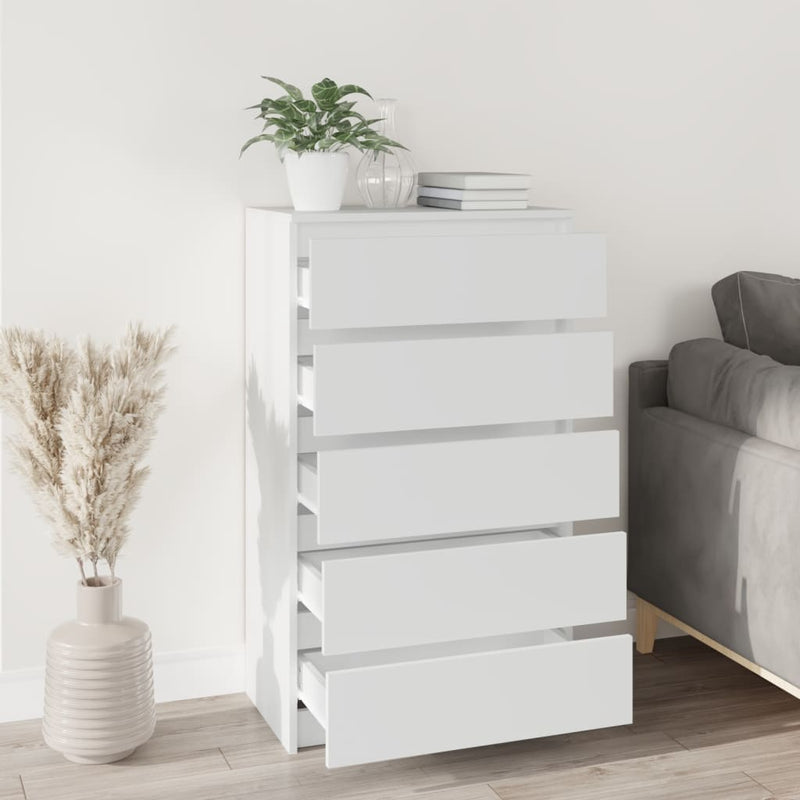 vidaXL fehér szerelt fa fiókos szekrény 60 x 36 x 103 cm