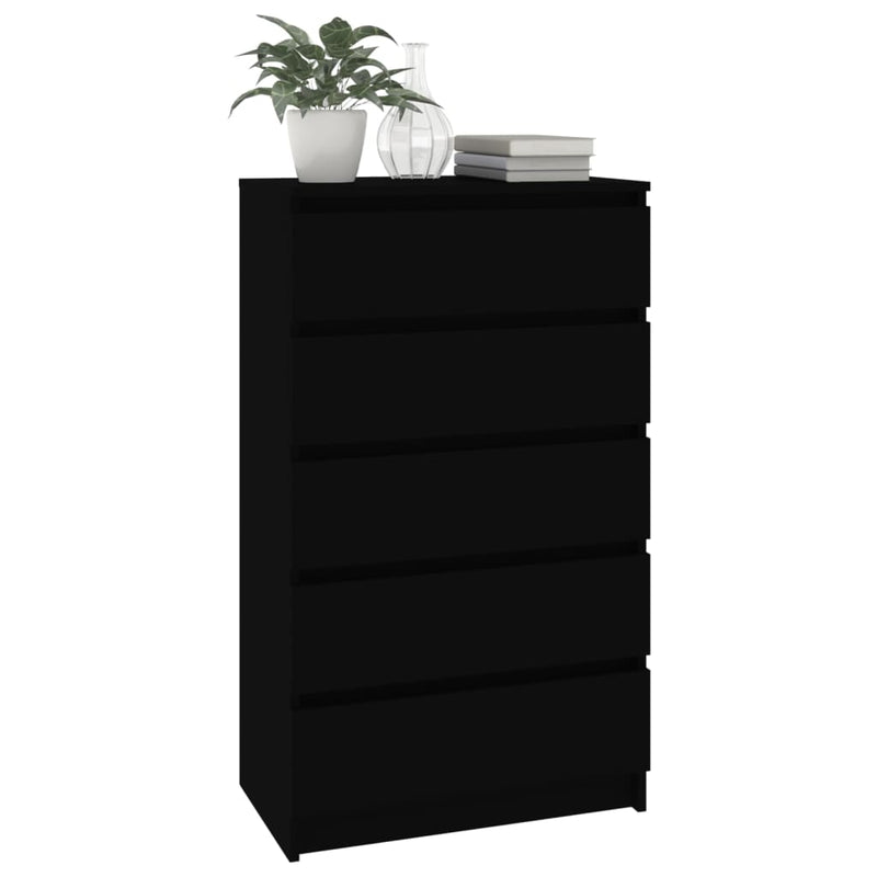 vidaXL fekete szerelt fa fiókos szekrény 60 x 36 x 103 cm