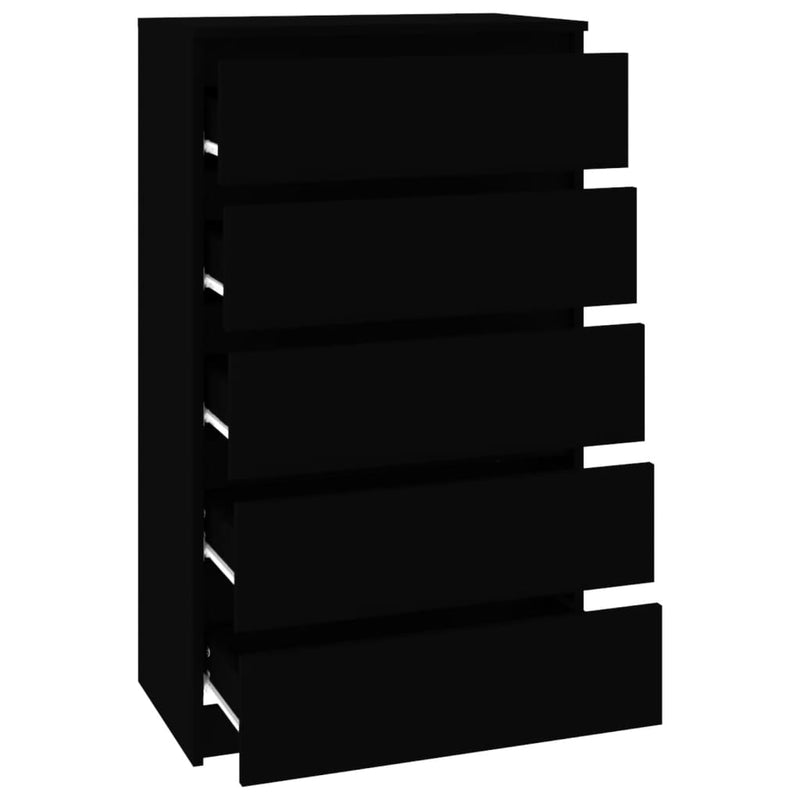 vidaXL fekete szerelt fa fiókos szekrény 60 x 36 x 103 cm
