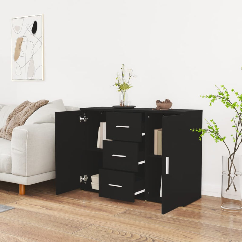 vidaXL fekete szerelt fa tálalószekrény 91 x 29,5 x 65 cm