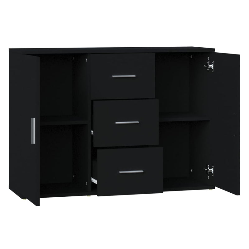 vidaXL fekete szerelt fa tálalószekrény 91 x 29,5 x 65 cm