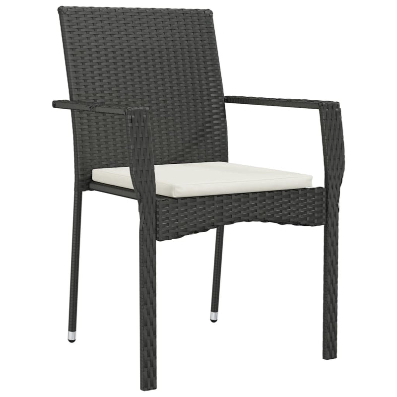 vidaXL 2 db fekete polyrattan kerti szék párnával