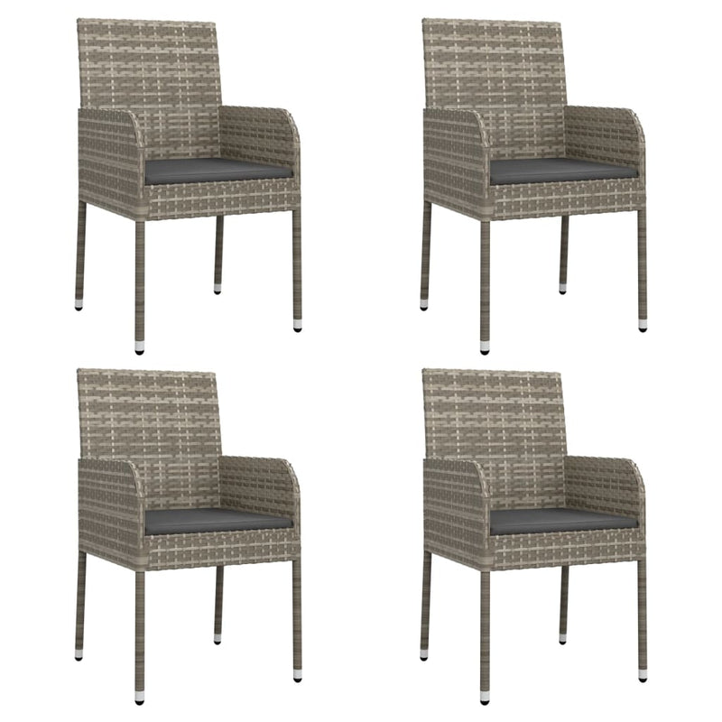 vidaXL 4 db szürke polyrattan kerti szék párnával