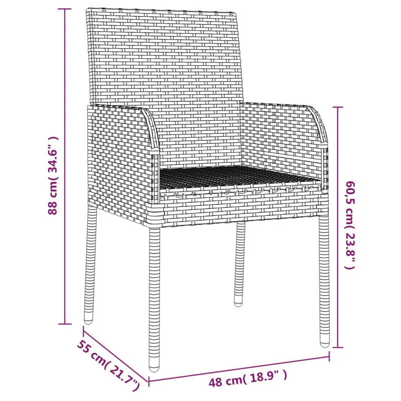 vidaXL 4 db szürke polyrattan kerti szék párnával