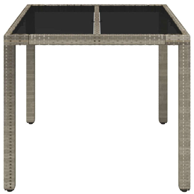 vidaXL szürke polyrattan üveglapos kerti asztal 90 x 90 x 75 cm