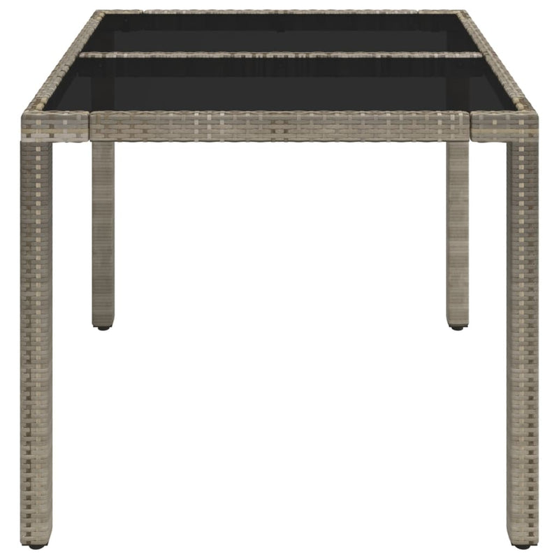 vidaXL szürke polyrattan üveglapos kerti asztal 90 x 90 x 75 cm