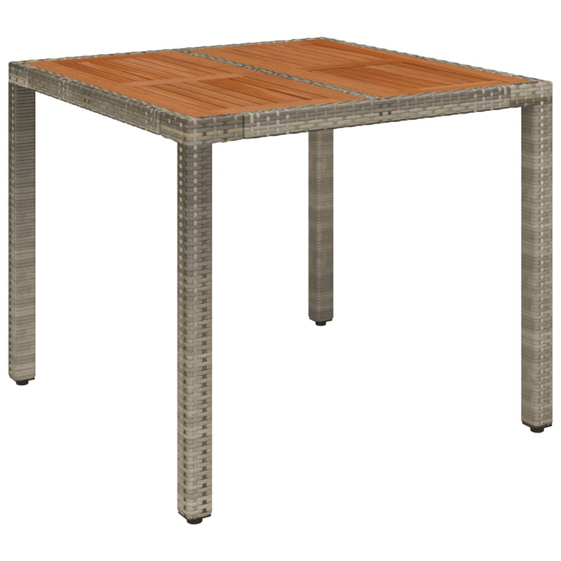 vidaXL szürke polyrattan falapos kerti asztal 90 x 90 x 75 cm