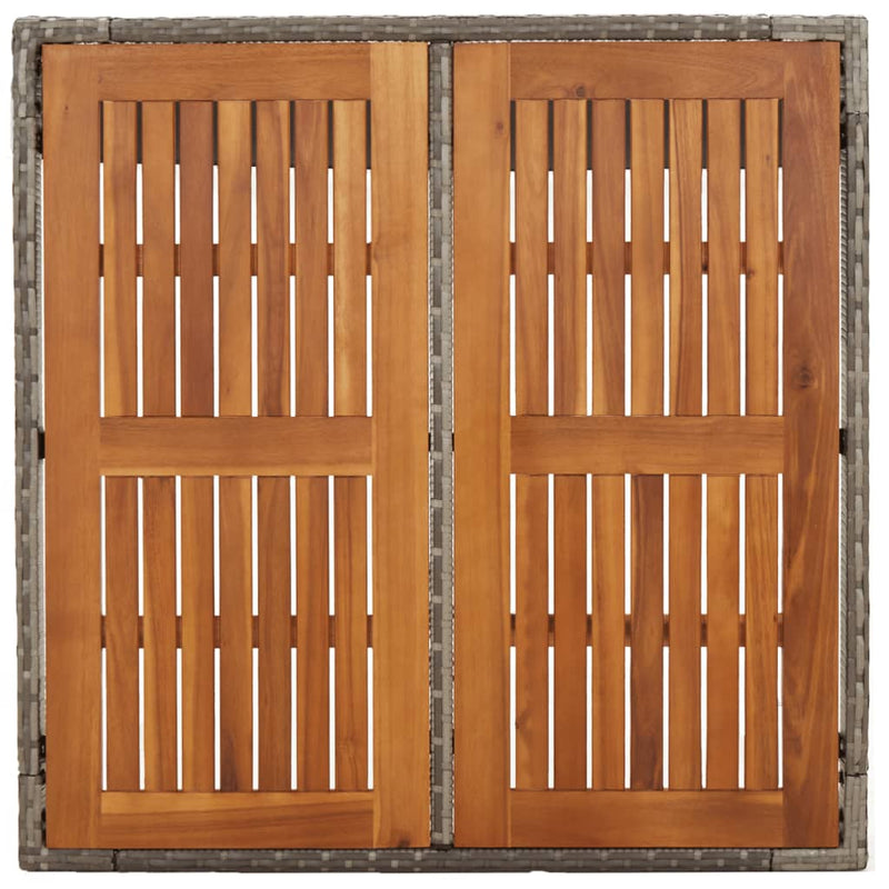 vidaXL szürke polyrattan falapos kerti asztal 90 x 90 x 75 cm