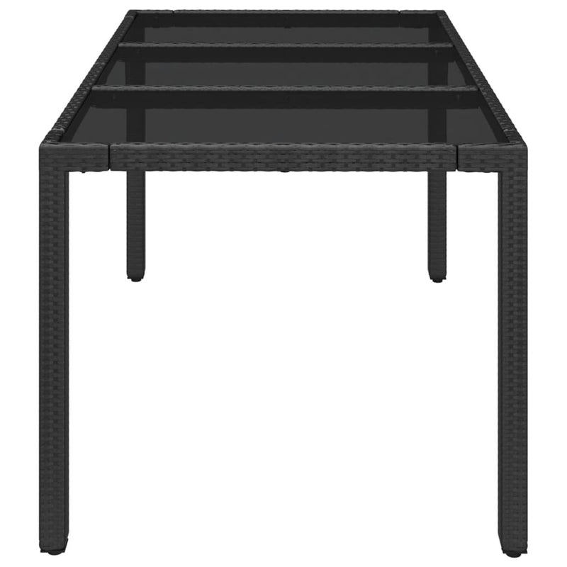 vidaXL fekete polyrattan üveglapos kerti asztal 150 x 90 x 75 cm