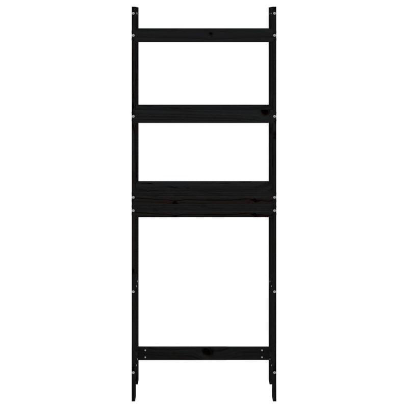vidaXL fekete tömör fenyőfa fürdőszoba állvány 63x26x171 cm