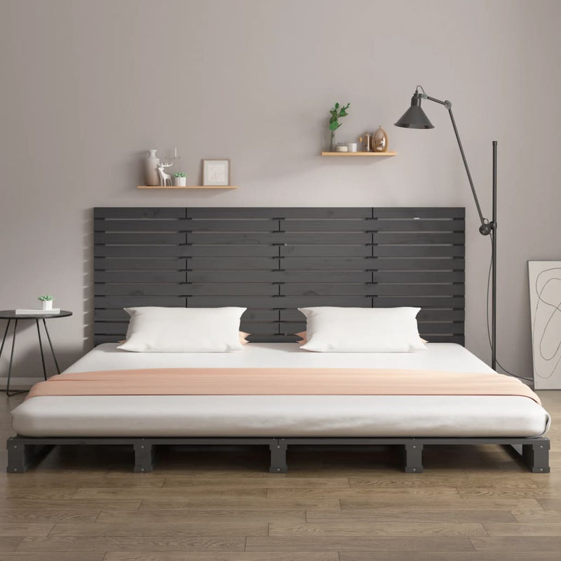 vidaXL szürke tömör fenyőfa fali fejtámla 206 x 3 x 91,5 cm