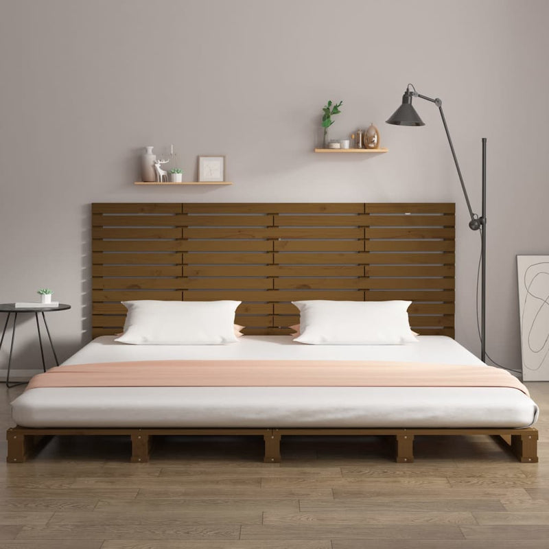 vidaXL mézbarna tömör fenyőfa fali fejtámla 206 x 3 x 91,5 cm