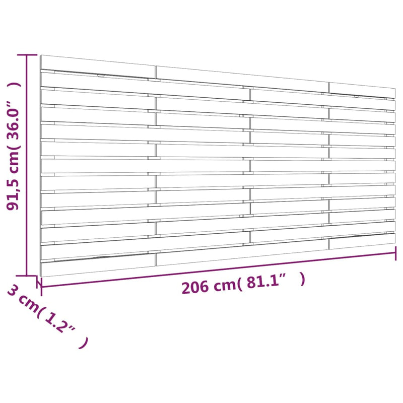 vidaXL mézbarna tömör fenyőfa fali fejtámla 206 x 3 x 91,5 cm