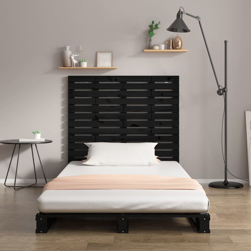 vidaXL fekete tömör fenyőfa fali fejtámla 96 x 3 x 91,5 cm