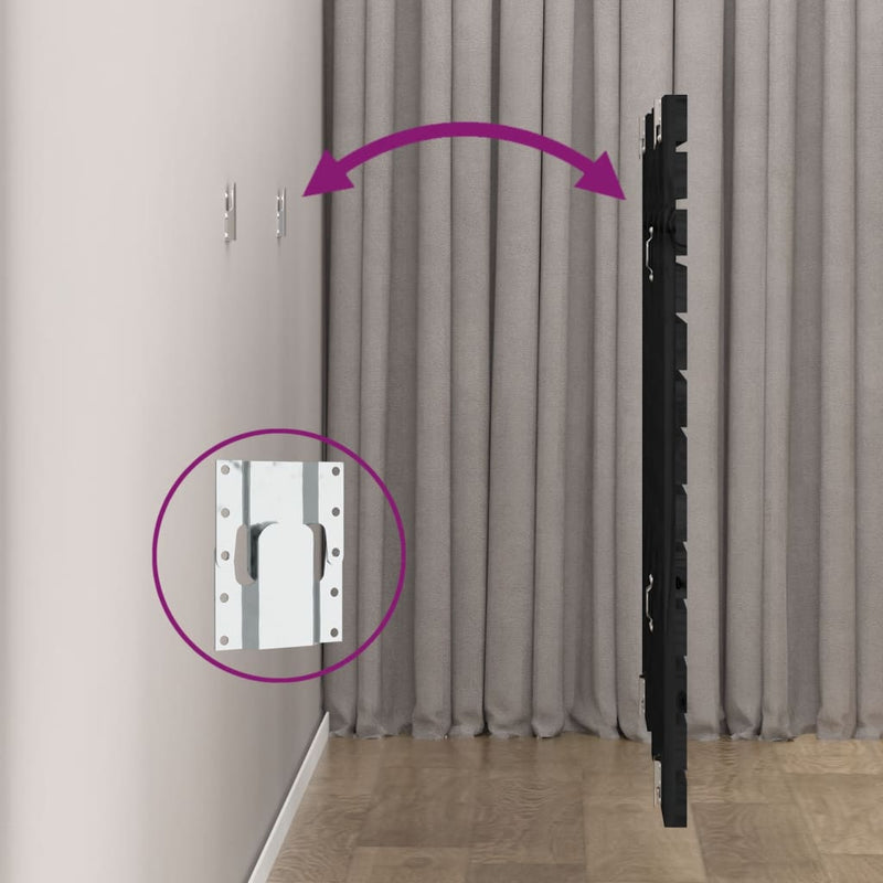 vidaXL fekete tömör fenyőfa fali fejtámla 96 x 3 x 91,5 cm