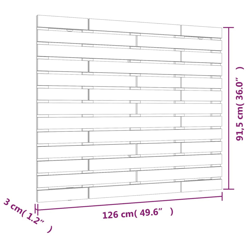 vidaXL szürke tömör fenyőfa fali fejtámla 126 x 3 x 91,5 cm