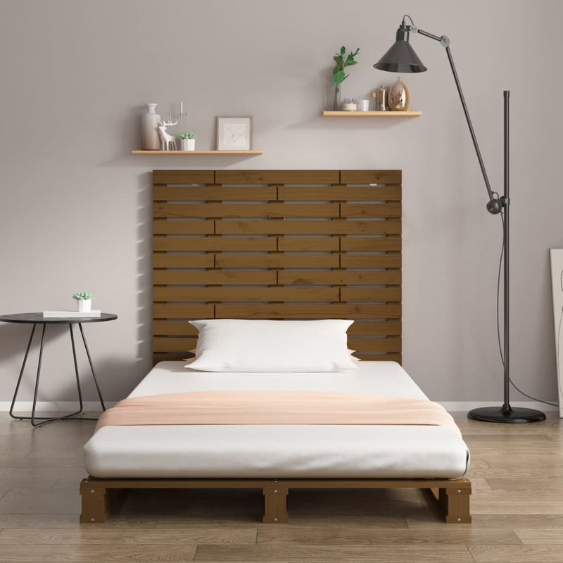 vidaXL mézbarna tömör fenyőfa fali fejtámla 126 x 3 x 91,5 cm