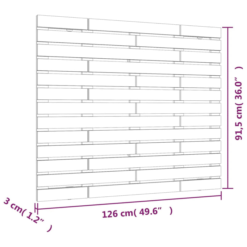 vidaXL mézbarna tömör fenyőfa fali fejtámla 126 x 3 x 91,5 cm