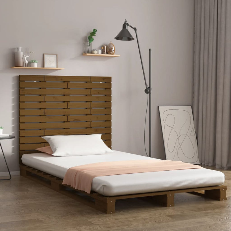 vidaXL mézbarna tömör fenyőfa fali fejtámla 126 x 3 x 91,5 cm
