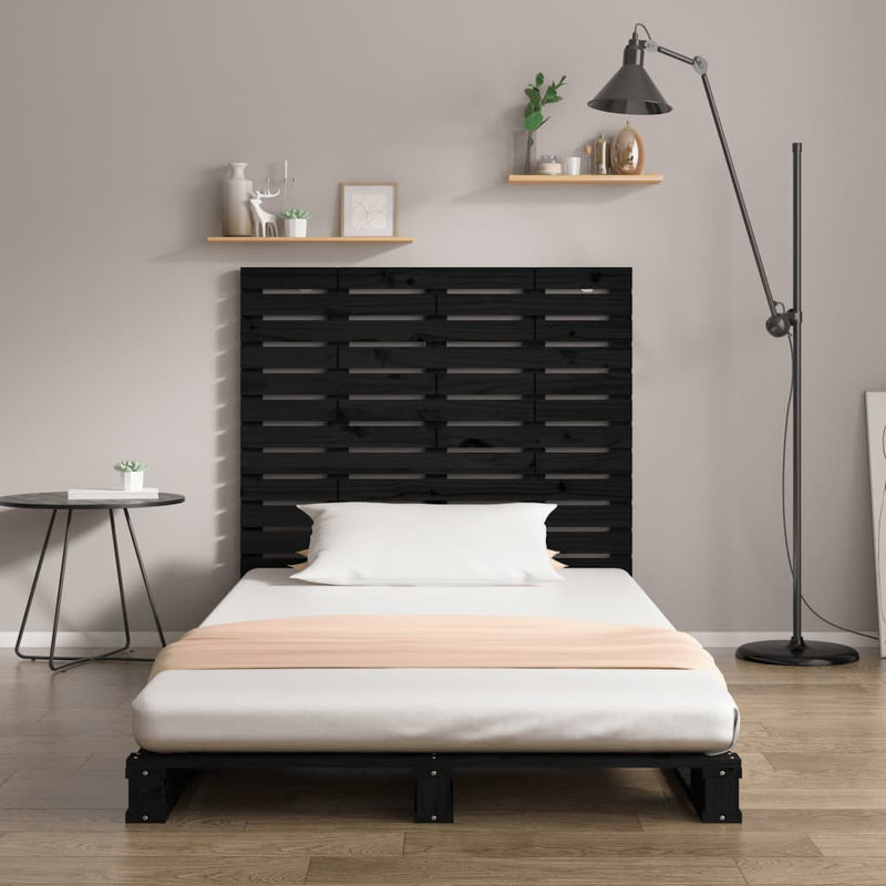 vidaXL fekete tömör fenyőfa fali fejtámla 126 x 3 x 91,5 cm