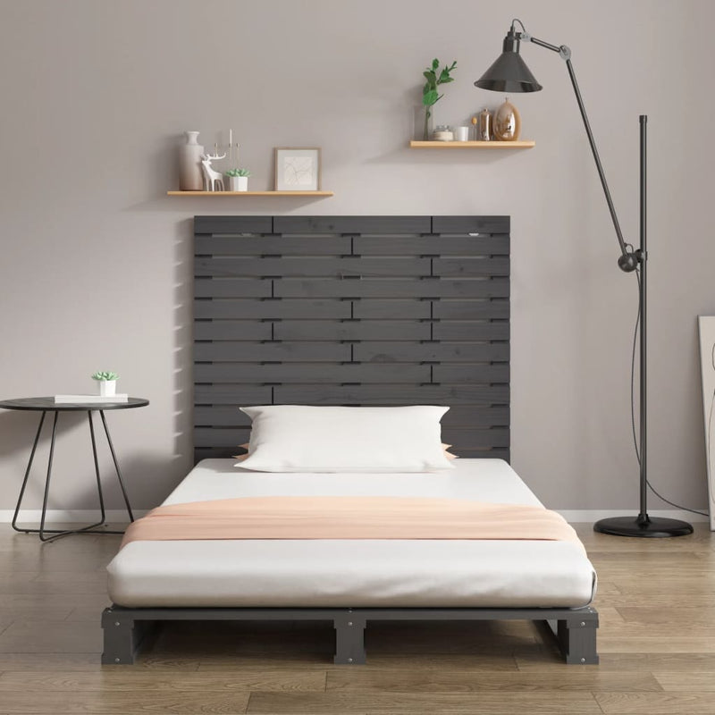 vidaXL szürke tömör fenyőfa fali fejtámla 146 x 3 x 91,5 cm
