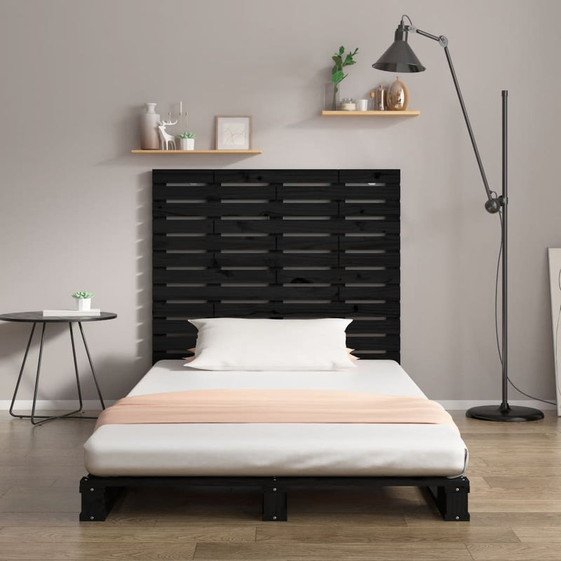 vidaXL fekete tömör fenyőfa fali fejtámla 146 x 3 x 91,5 cm