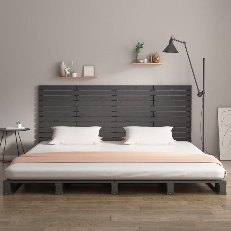 vidaXL szürke tömör fenyőfa fali fejtámla 156 x 3 x 91,5 cm