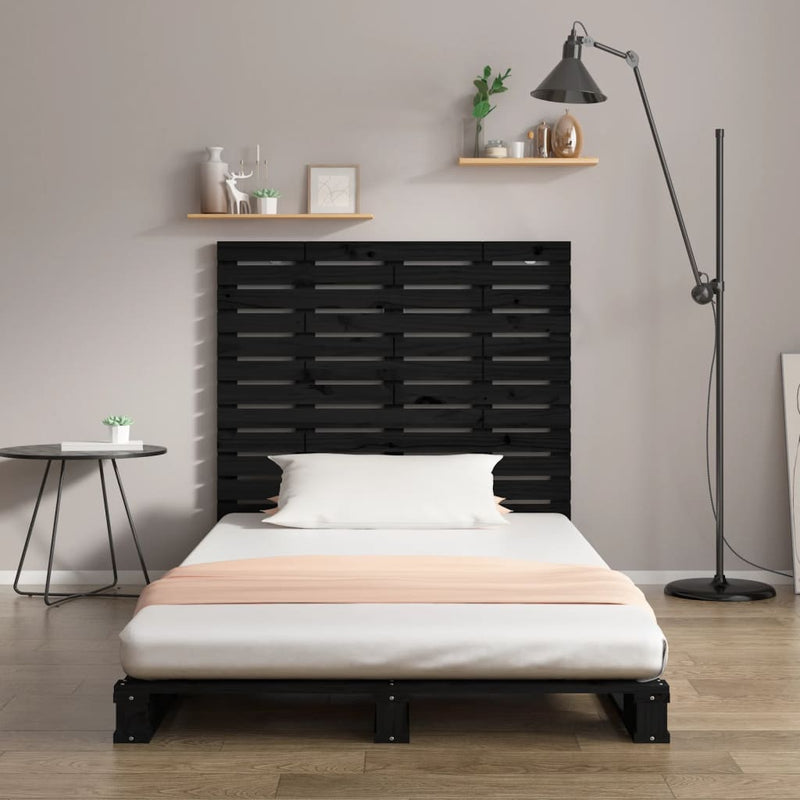 vidaXL fekete tömör fenyőfa fali fejtámla 81 x 3 x 91,5 cm