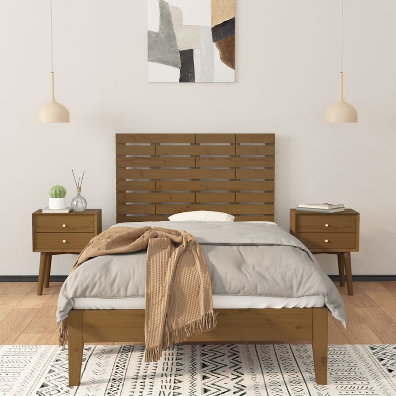 vidaXL mézbarna tömör fenyőfa fali fejtámla 106 x 3 x 63 cm