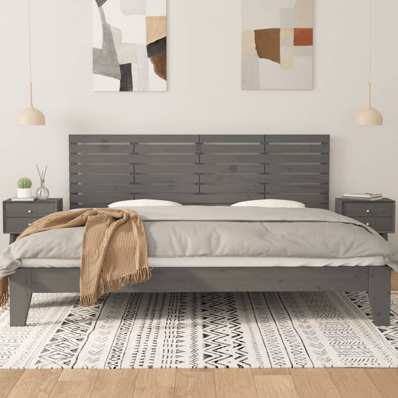 vidaXL szürke tömör fenyőfa fali fejtámla 206 x 3 x 63 cm
